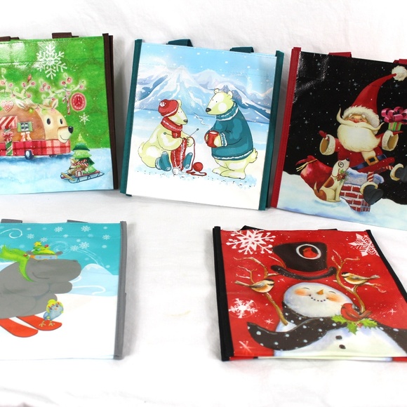 LOCK & LOCK SET OF 5 BOWLS WITH HOLIDAY GIFT BAGS - Picture 1 of 4